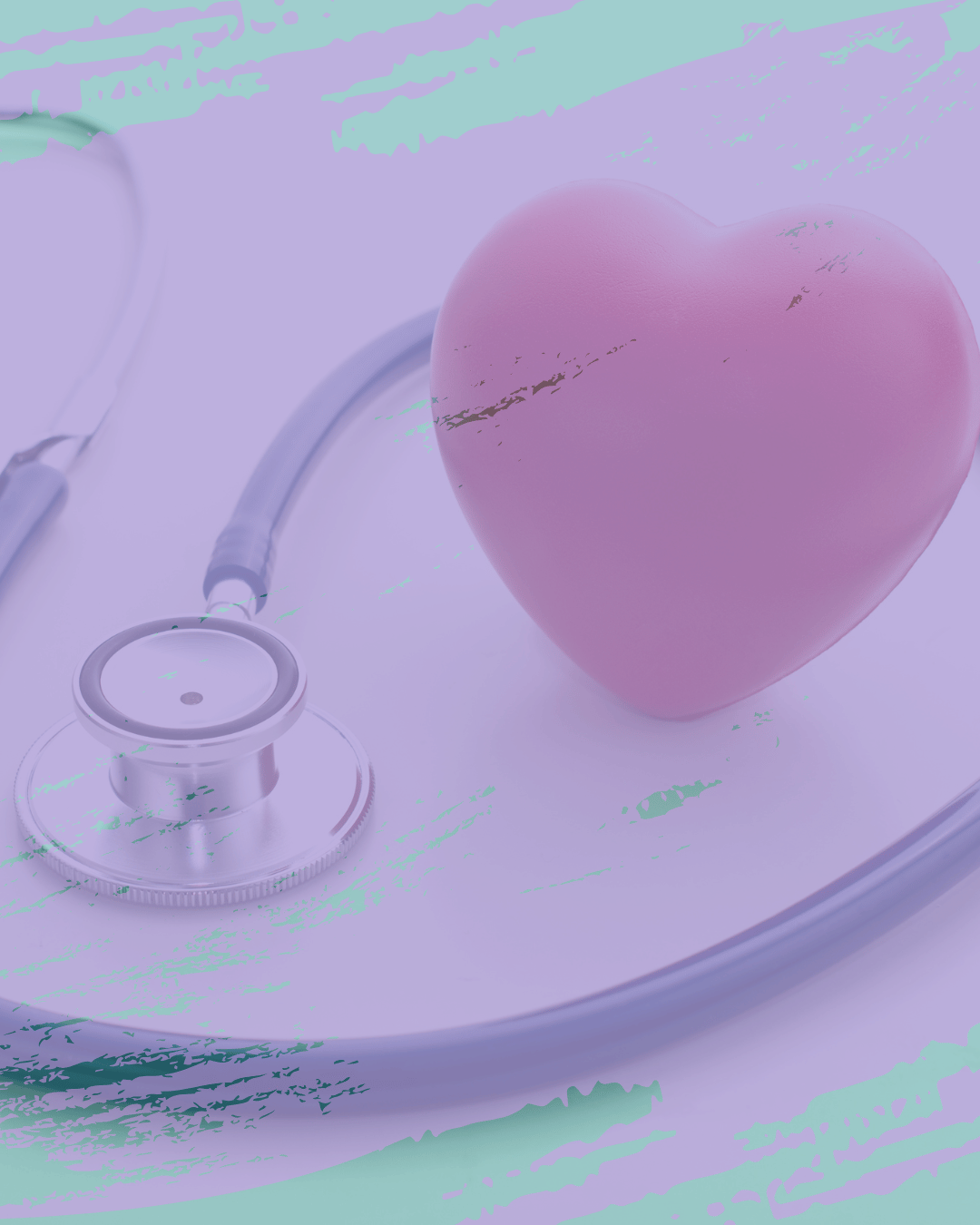heart and stethoscope stethoscope laid out around a heart shaped object.